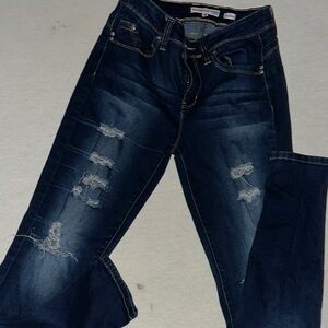 Womens Size 7 WannaBettaButt? Distressed Blue Jeans